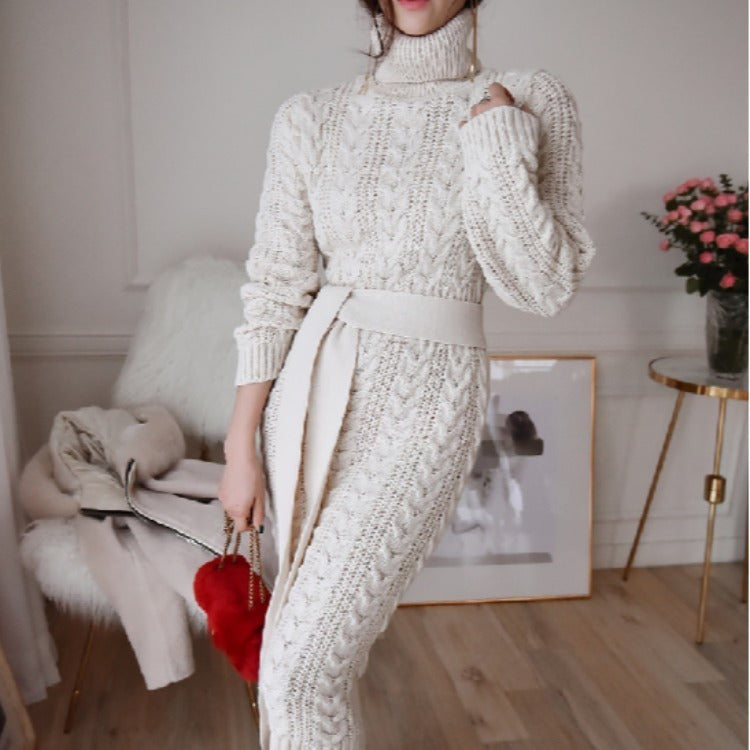 S4R-Turtleneck knitted bottoming sweater dress