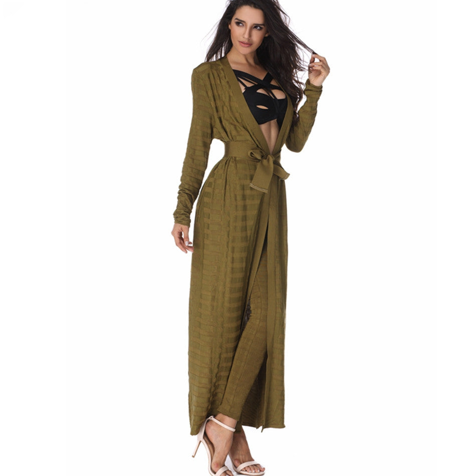 S4R- Jacquard Celebrity Party Bandage Cardigan Bandage Coats