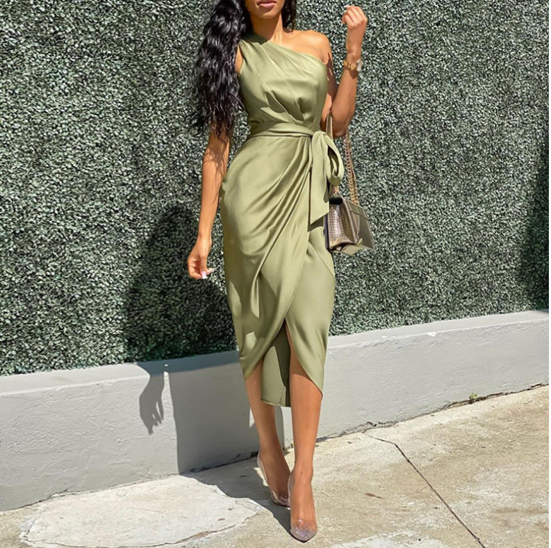 S4R-Dresses with slanting shoulders and irregular straps