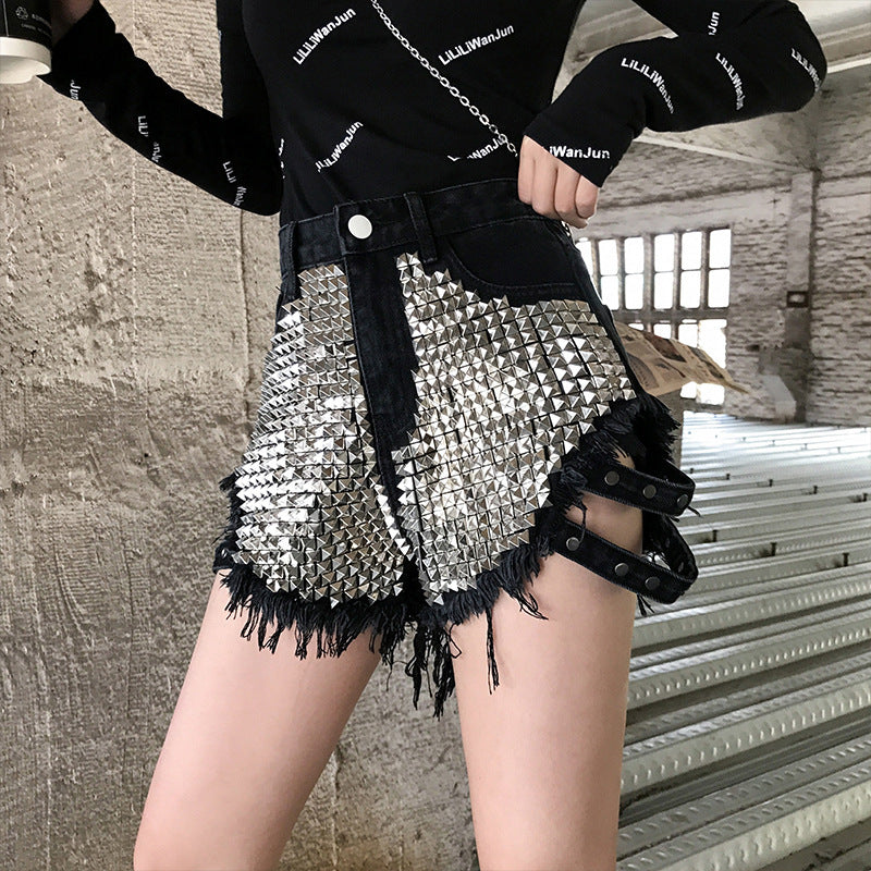S4R-High waist denim shorts