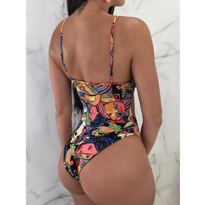 S4R-Bare chest lace one-piece swimsuit