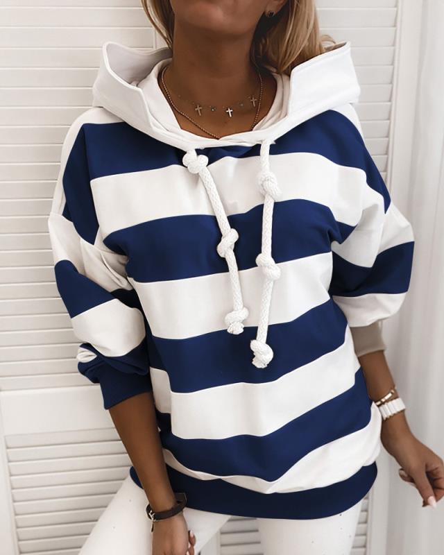 s4R-Women's Long-Sleeved Striped Thin Sweaters Women's Clothing Top Shirt