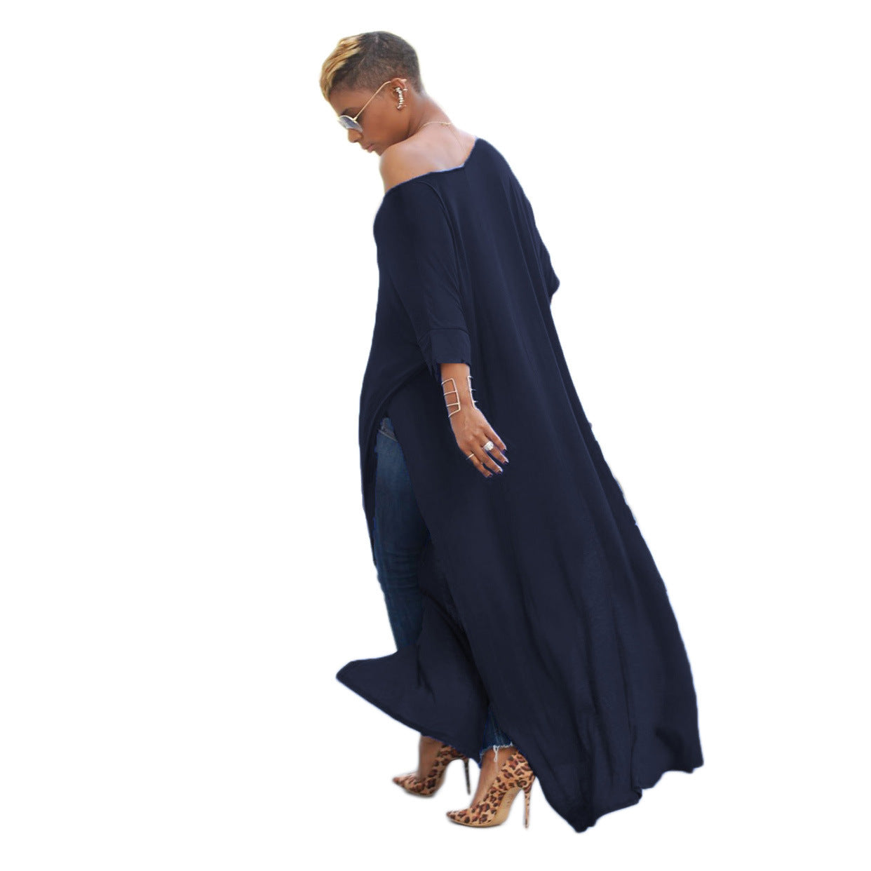 One Shoulder Casual Fall Long Sweater Shirt