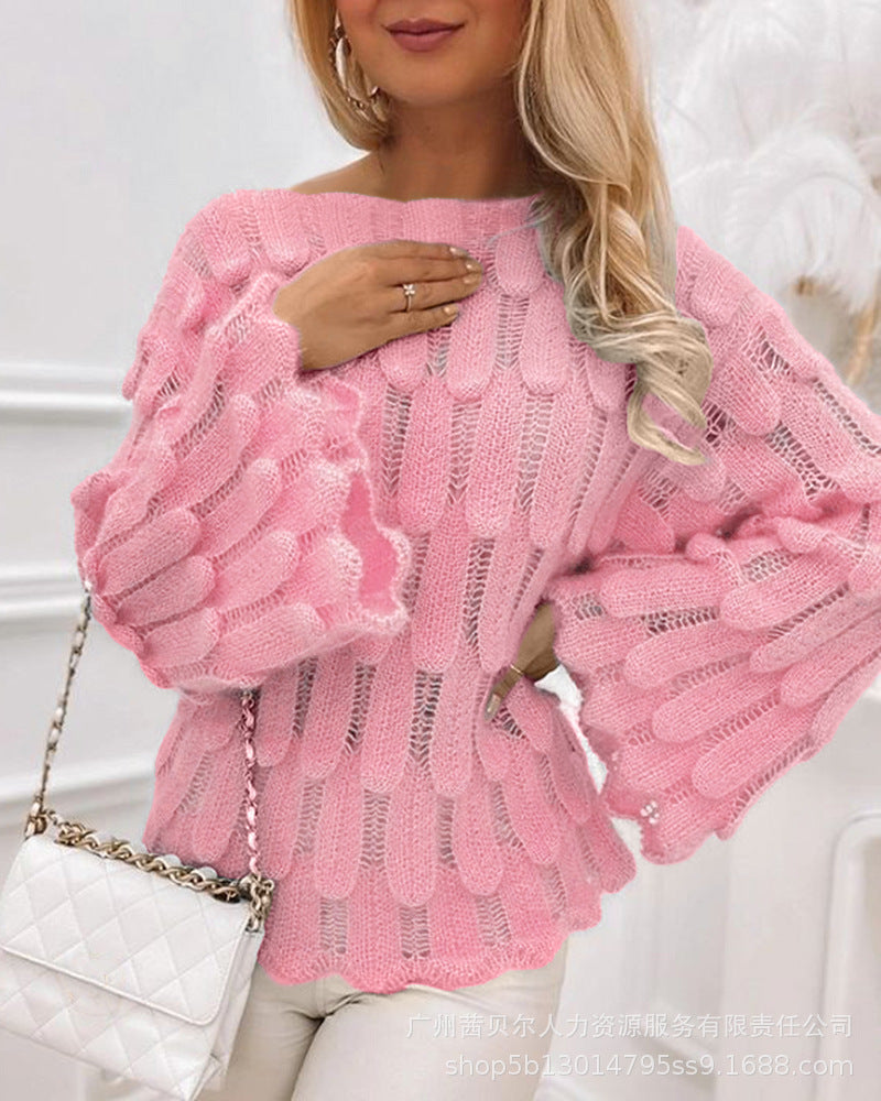 S4R-Autumn And Winter Elegant Texture Knitted Sweaters Women's Clothing