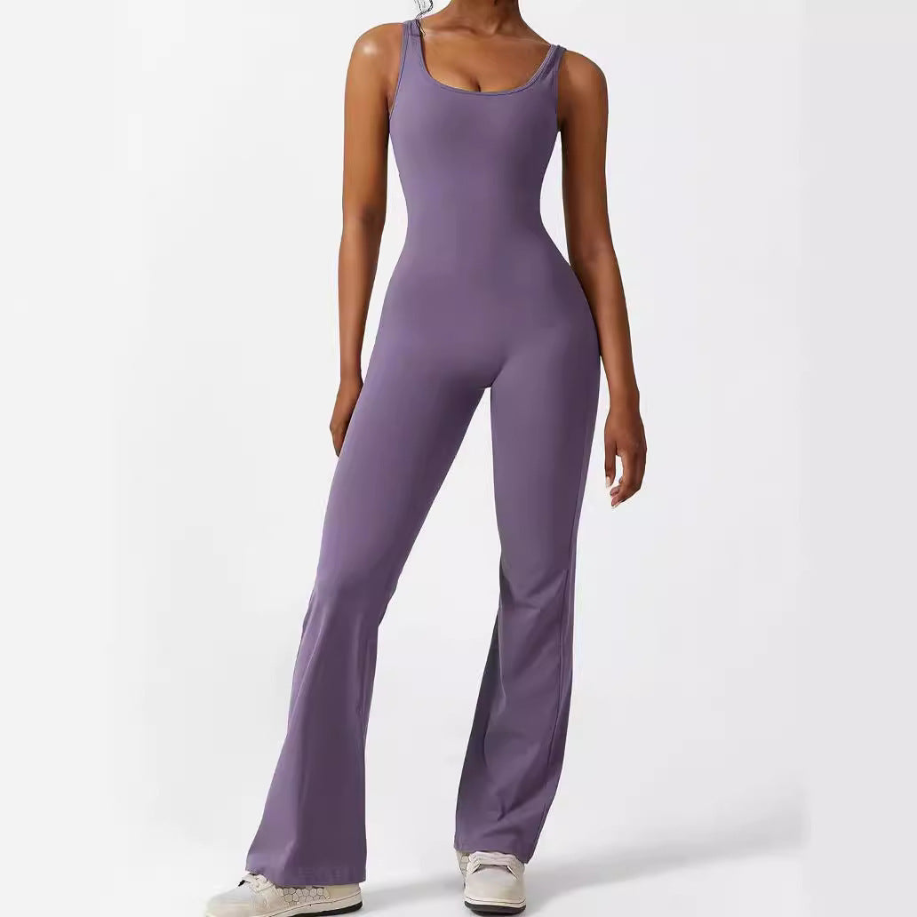 S4R-YEOREO Women Sleeveless Flare Jumpsuits