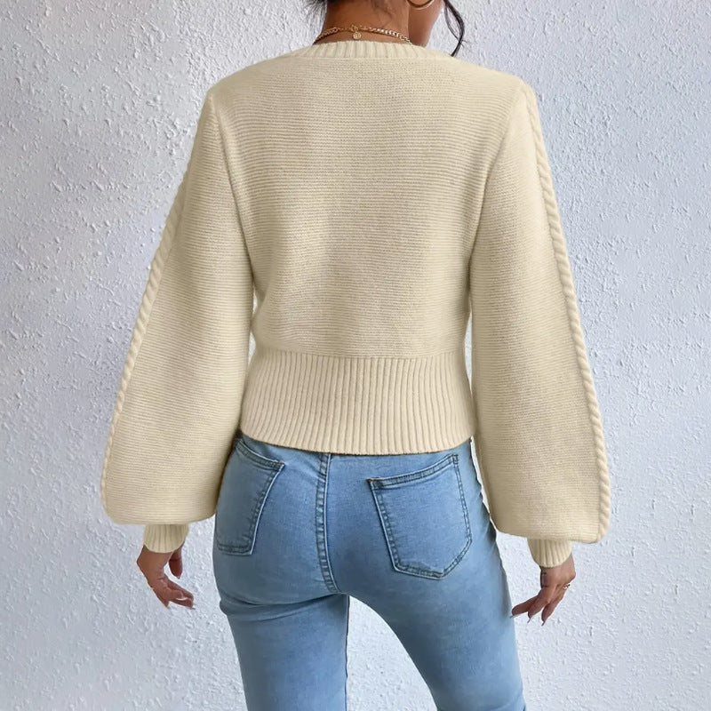 S4R-Solid Color Square Collar Sweaters Women's Clothing