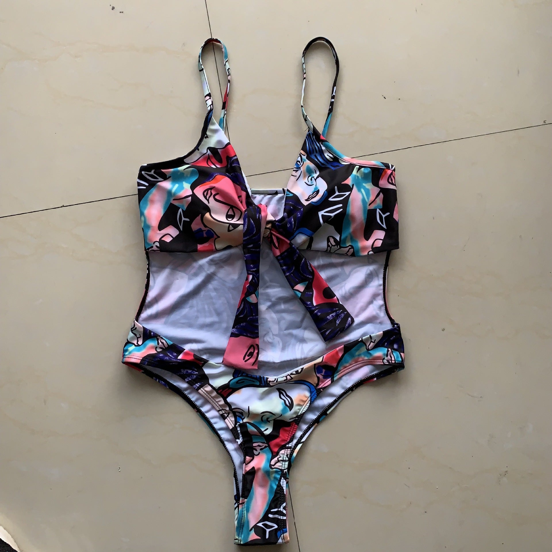 S4R-Bare chest lace one-piece swimsuit