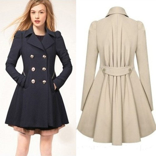 S4R-Fold Over Collar  Double Breasted  Plain Coats