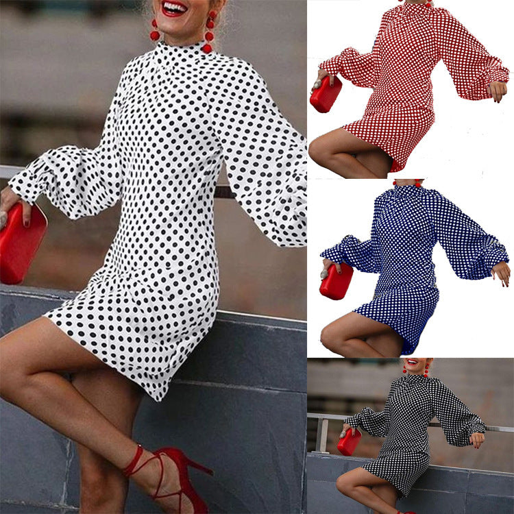 S4R-New Fashion Polka-dot Print Dresses For Spring And Autumn