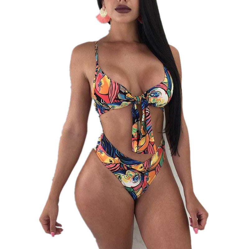 S4R-Bare chest lace one-piece swimsuit