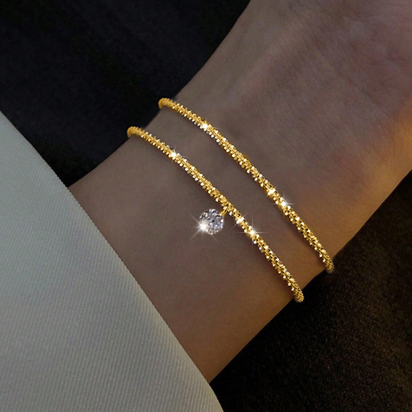 S4R-Gold And Sliver Rhinestones Bracelet Womens Jewelry