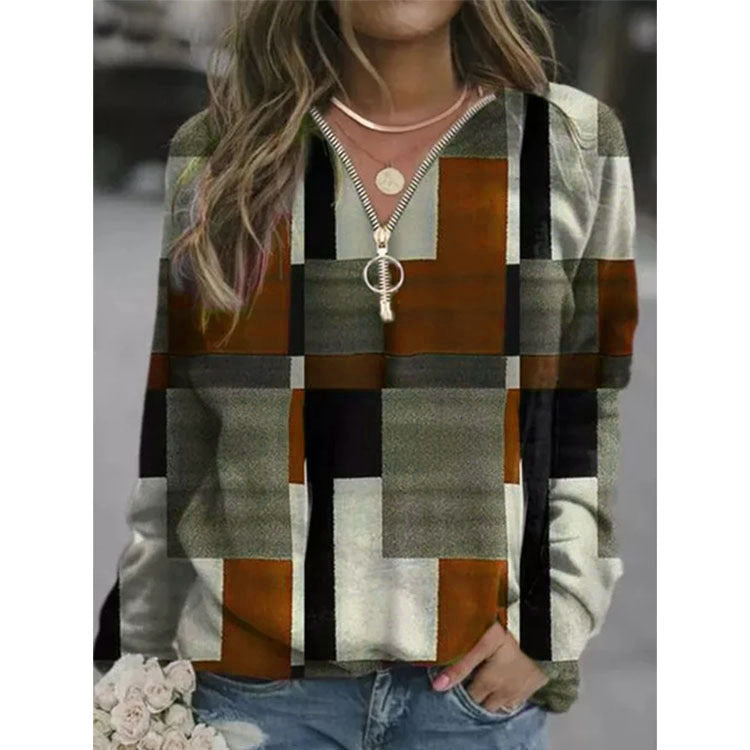 S4R-Women's Tops Checkered Sweaters Fleece Jackets