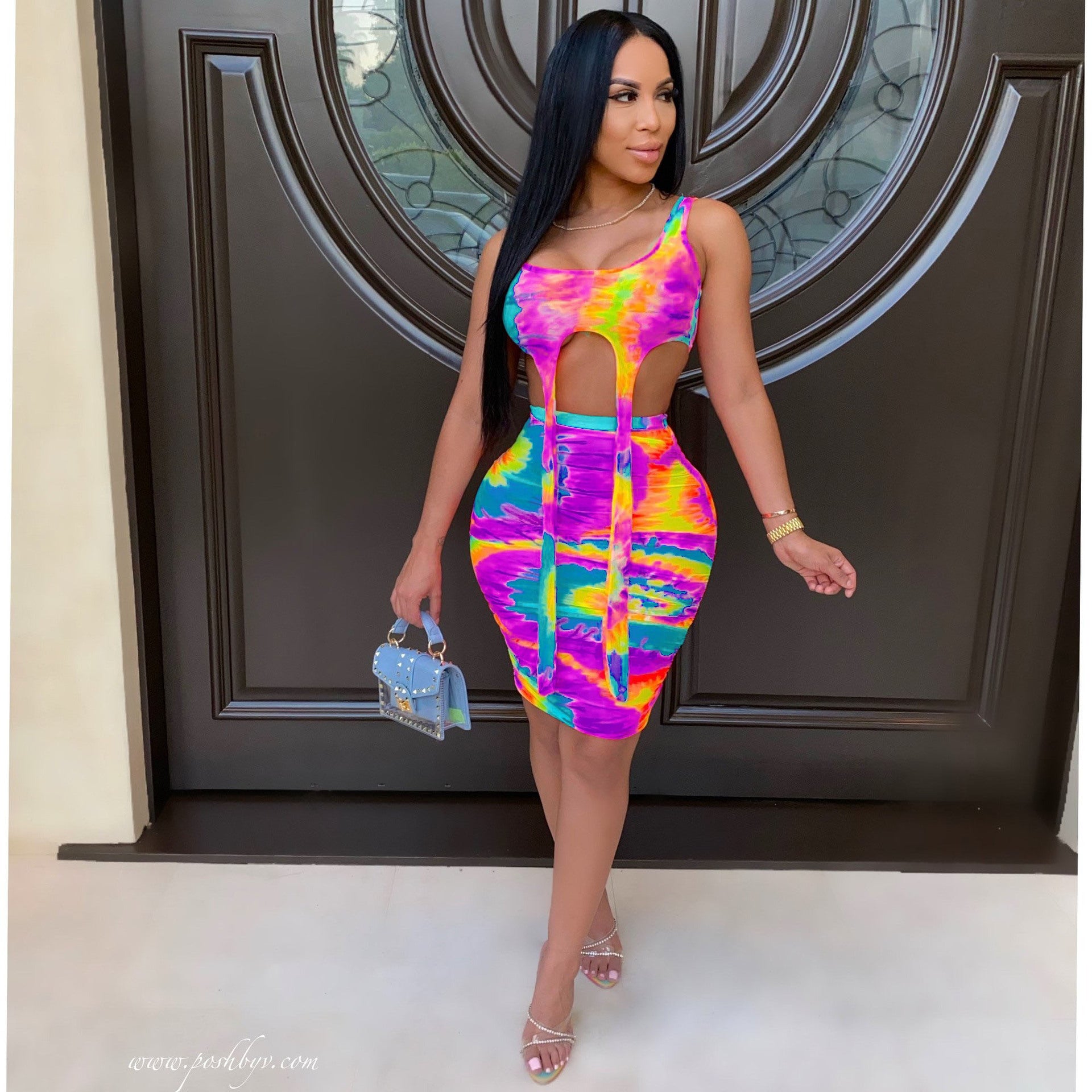 S4R-Printed Tie-dye Casual Skirt Outfit Vest Two-piece Set