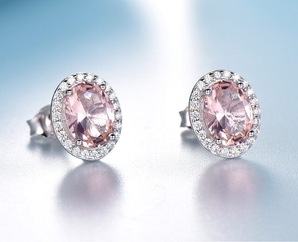 S4R-Womens Round Gemstone and Diamond Sterling Silver Earrings
