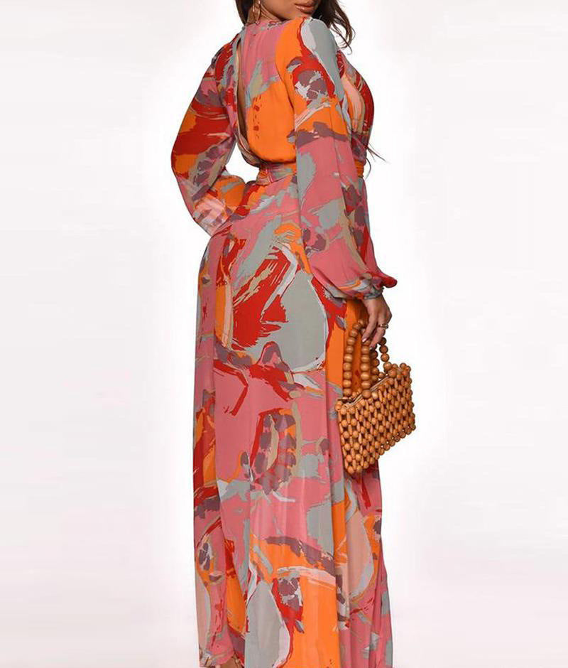 S4R-Long-sleeved Printed European And American Women's Dresses