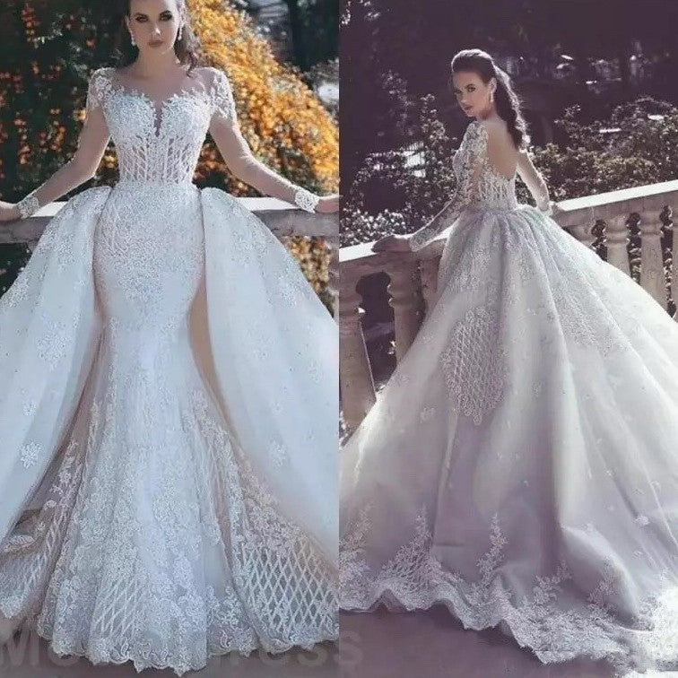 S4R-Africa Mermaid Wedding Dresses Long Sleeves Bridal Gowns