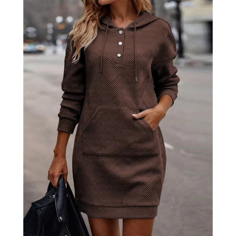 S4R-Solid Long Hoodies Sweater With Pocket Mid-length Hooded Sweatshirt Womens Clothing