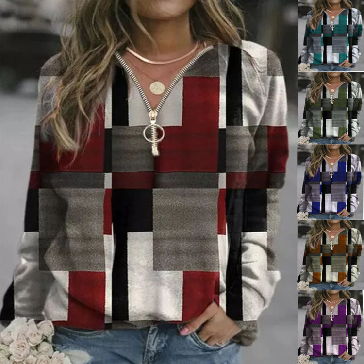 S4R-Women's Tops Checkered Sweaters Fleece Jackets