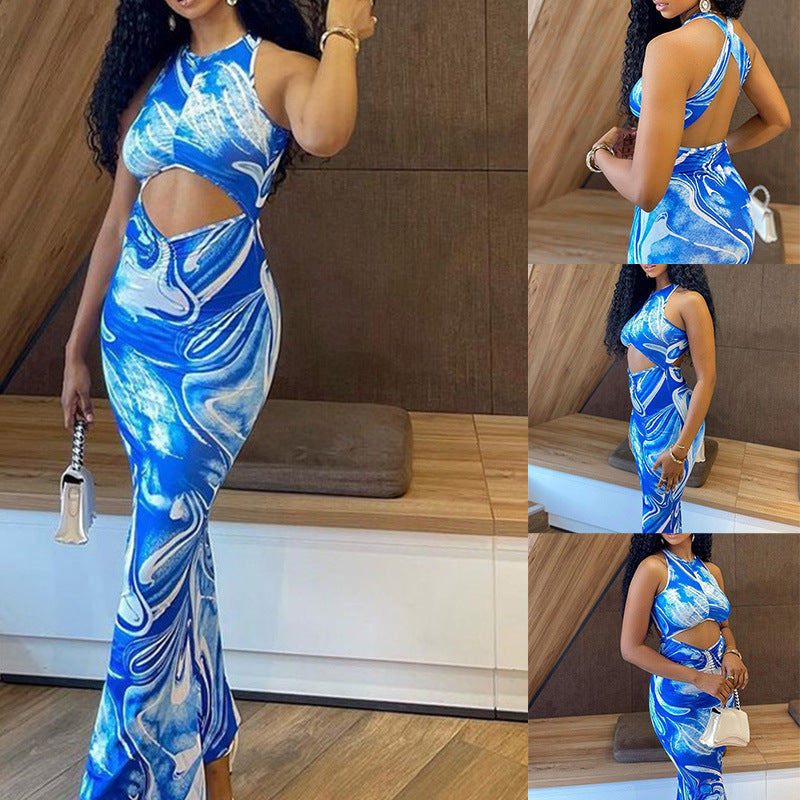 S4R-Summer Sleeveless Backless Party Party Dresses Women's Sexy Package Hip Dresses