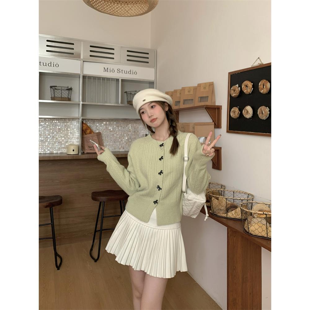 S4R-Lazy Bow Short Sweaters Cardigan